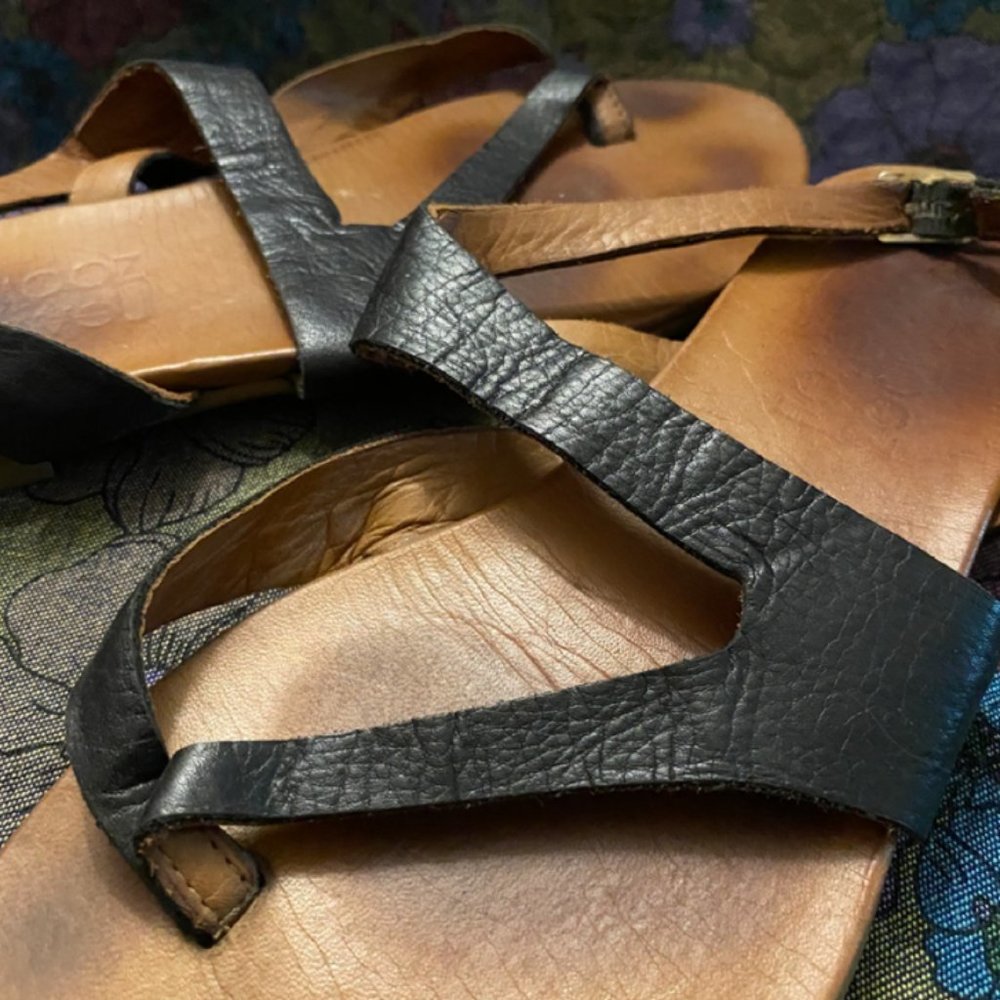 Miz Mooz Leather Sandal, Strapy Black Leather